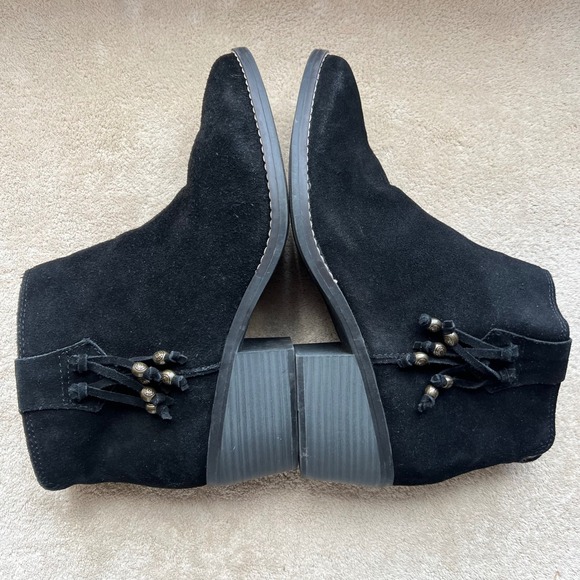 White Mountain Havana Women 9M Black Suede Beaded Tassel Ankle Booties Western - Picture 4 of 15